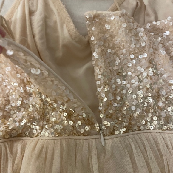 Adrianna Papell Women's Beige Sequined Sleeveless Gown Formal Dress - Picture 14 of 16